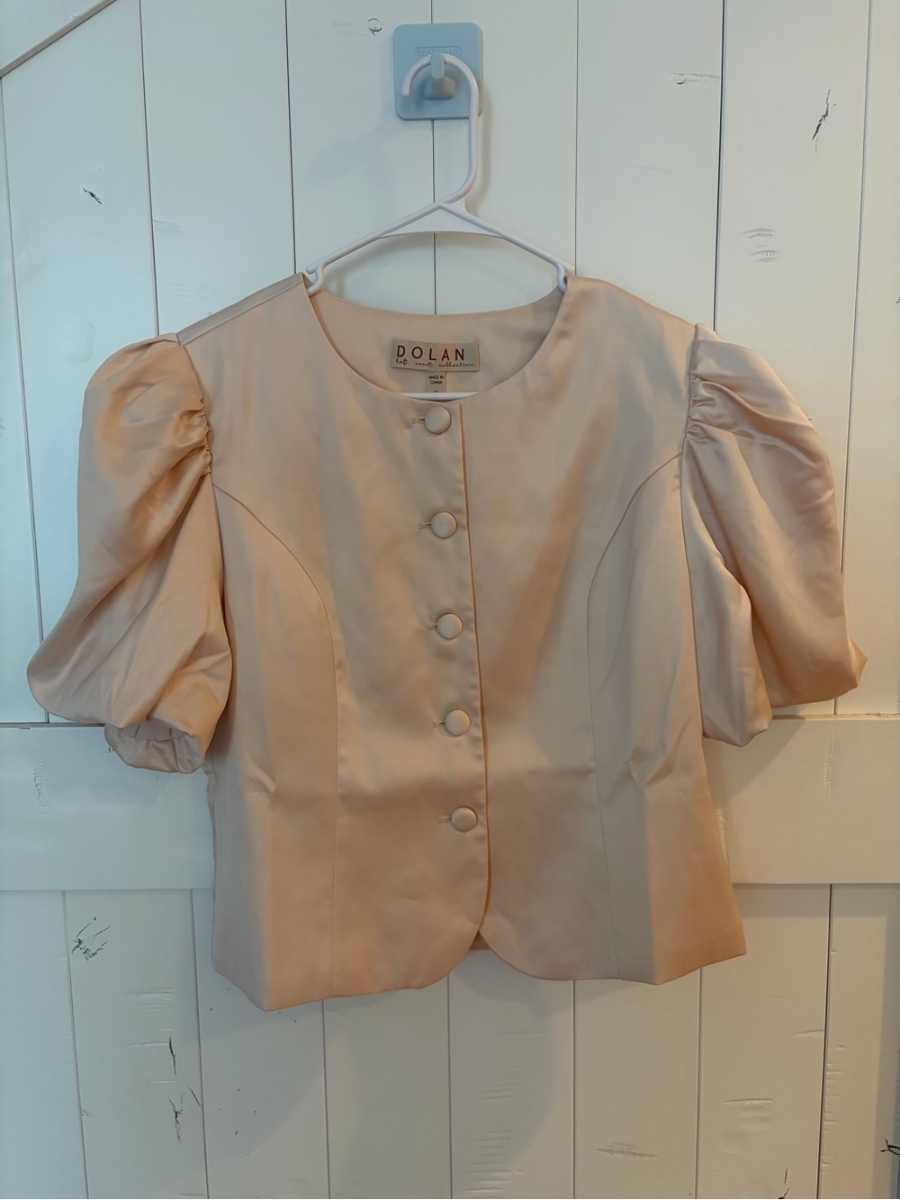 dolan Cream Puff Sleeve Button-Front Blouse